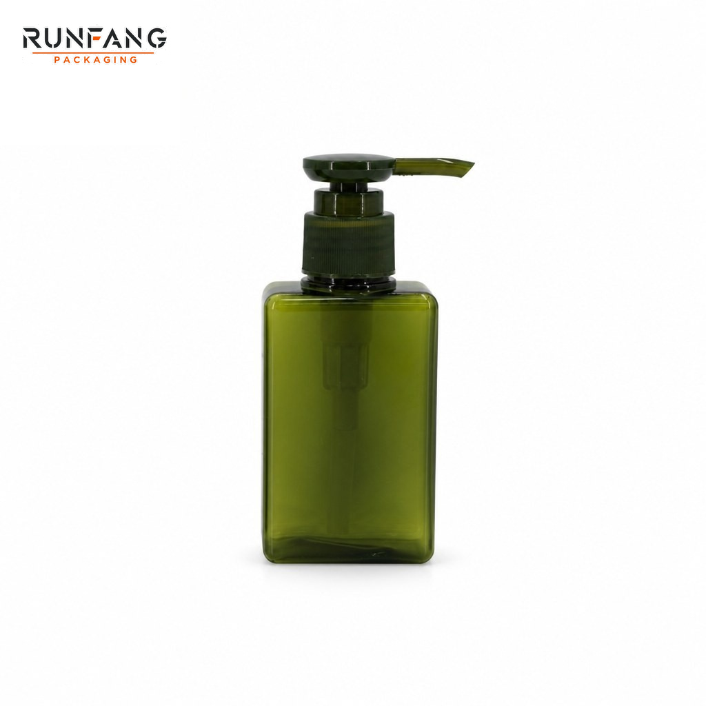 Bouteille PETG verte vide de 100 ml / 3,38 fl.oz avec bouchon à pompe