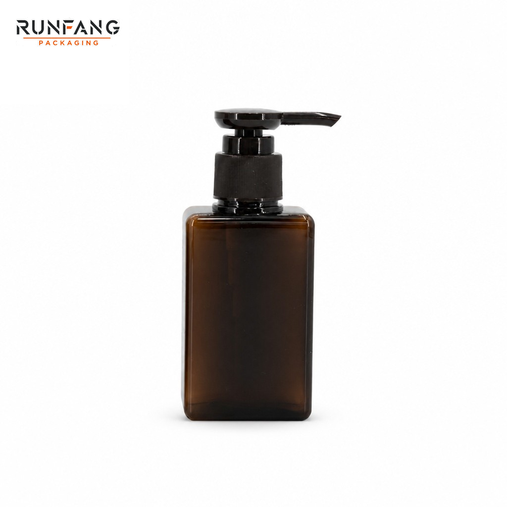 Bouteille PETG ambrée vide de 100 ml / 3,38 fl.oz avec bouchon à pompe